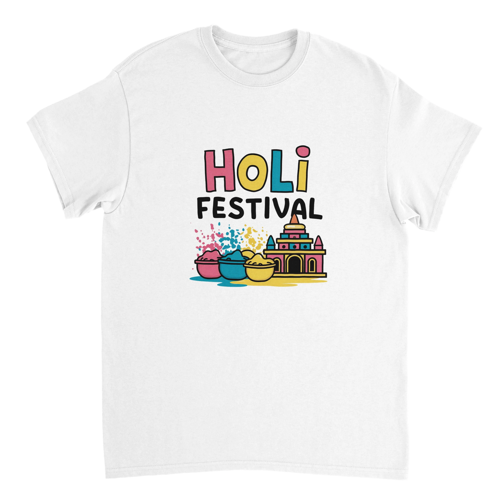 white Holi Festival Mathura India Unisex Travel T-Shirt perfect for travelers and gift seekers