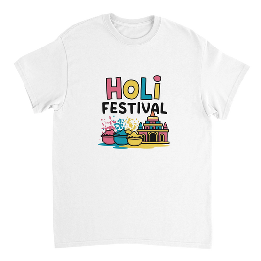white Holi Festival Mathura India Unisex Travel T-Shirt perfect for travelers and gift seekers