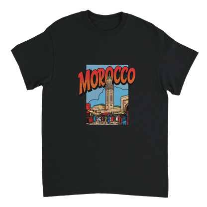 black Morocco Unisex Travel T-Shirt perfect for travelers and gift seekers