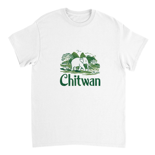 white Chitwan Nepal Unisex Travel T-Shirt perfect for travelers and gift seekers