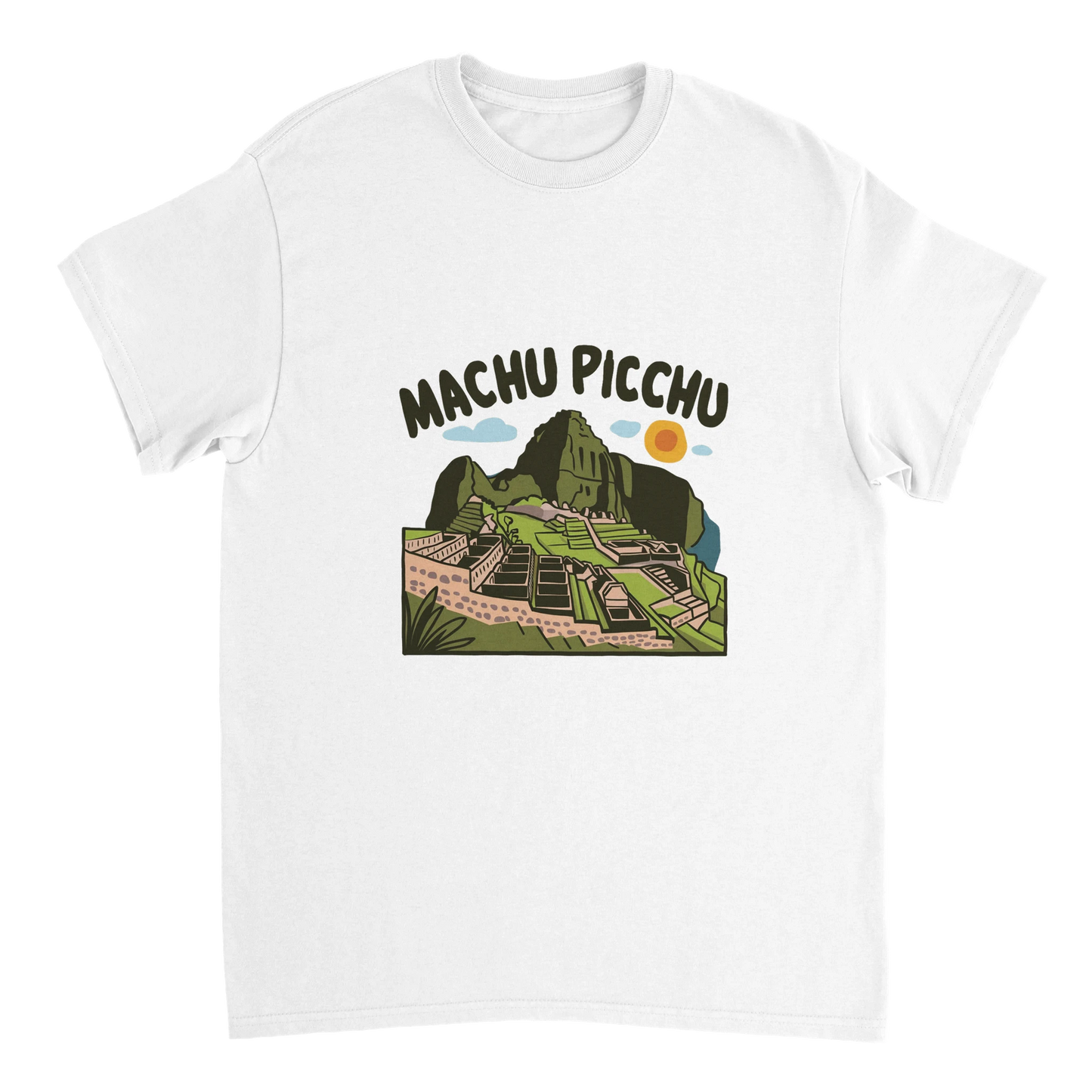 white Machu Picchu Unisex Travel T-Shirt perfect for travelers and gift seekers