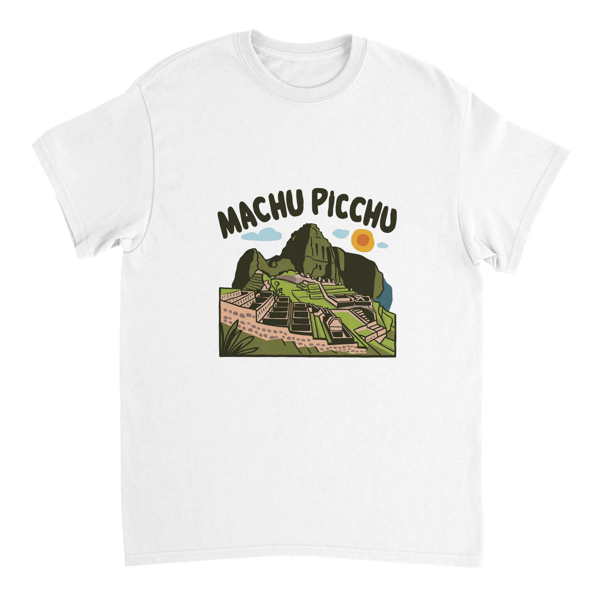 white Machu Picchu Unisex Travel T-Shirt perfect for travelers and gift seekers