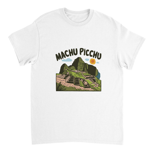 white Machu Picchu Unisex Travel T-Shirt perfect for travelers and gift seekers