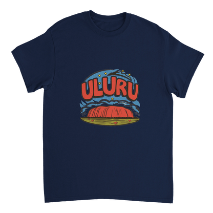 navy Uluru Australia Unisex Travel T-Shirt perfect for travelers and gift seekers