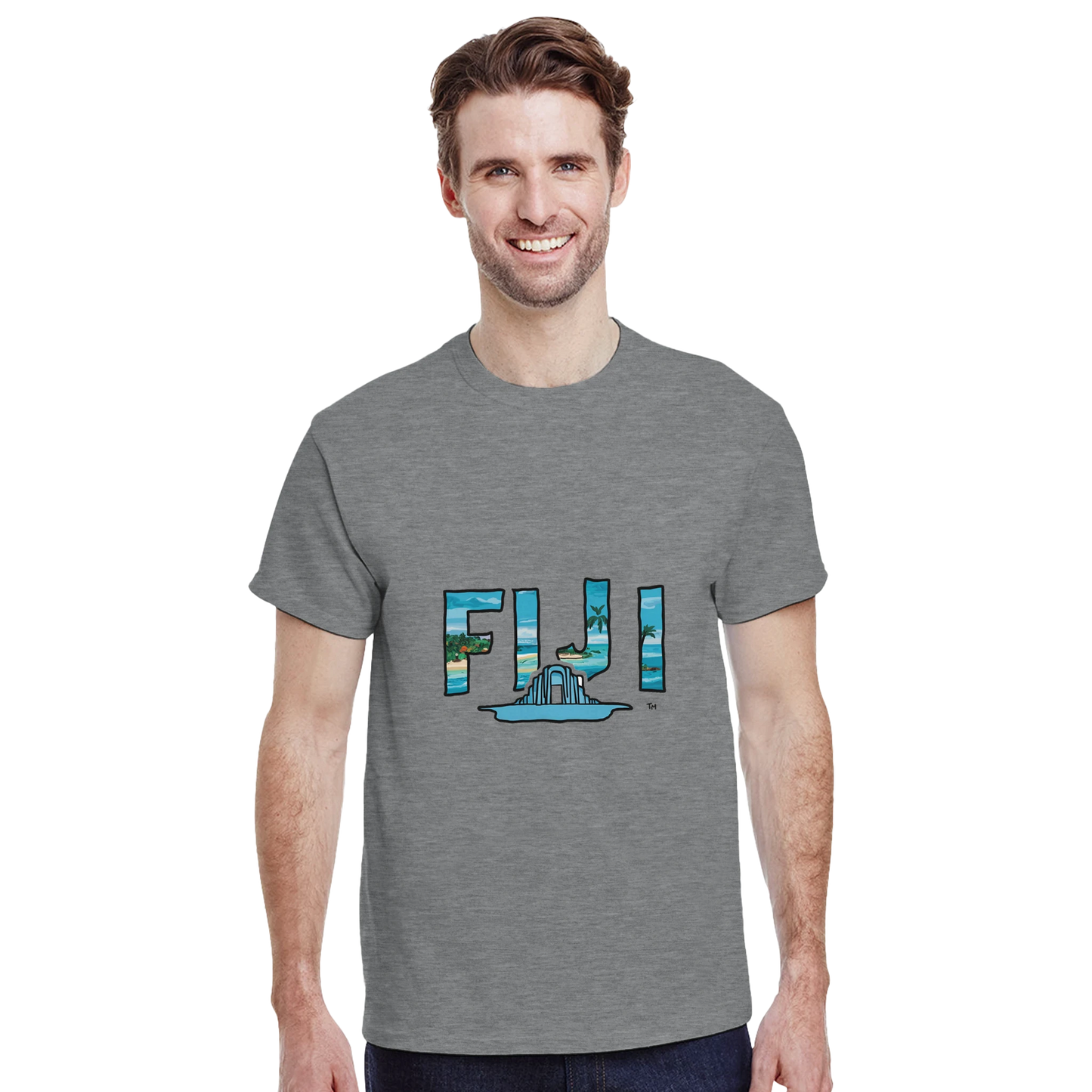 Fiji Unisex Travel T-Shirt featuring a man perfect for travelers and gift seekers