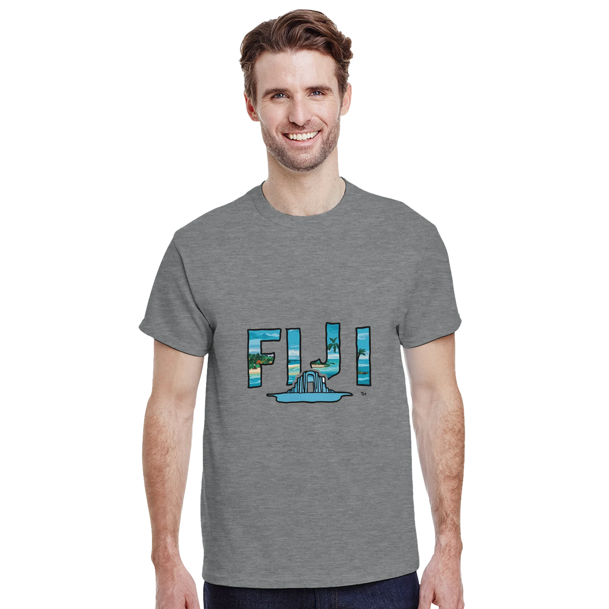 Fiji Unisex Travel T-Shirt featuring a man perfect for travelers and gift seekers