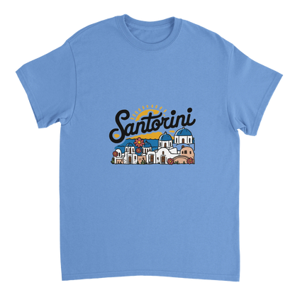 carolina blue Santorini Greece Unisex Travel T-Shirt perfect for travelers and gift seekers