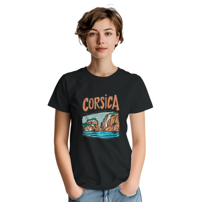 Corsica Unisex Travel T-Shirt featuring a person perfect for travelers and gift seekers