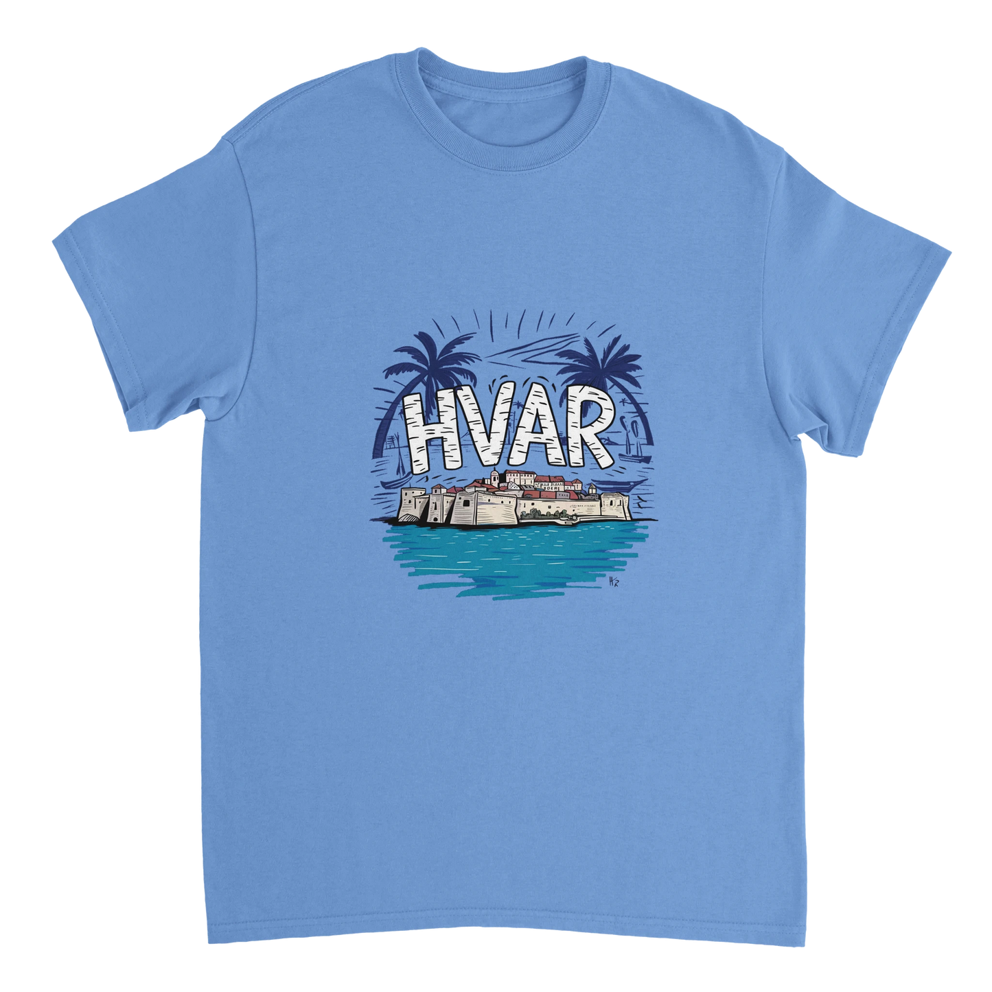 carolina blue Hvar Croatia Unisex Travel T-Shirt perfect for travelers and gift seekers