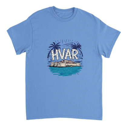 carolina blue Hvar Croatia Unisex Travel T-Shirt perfect for travelers and gift seekers
