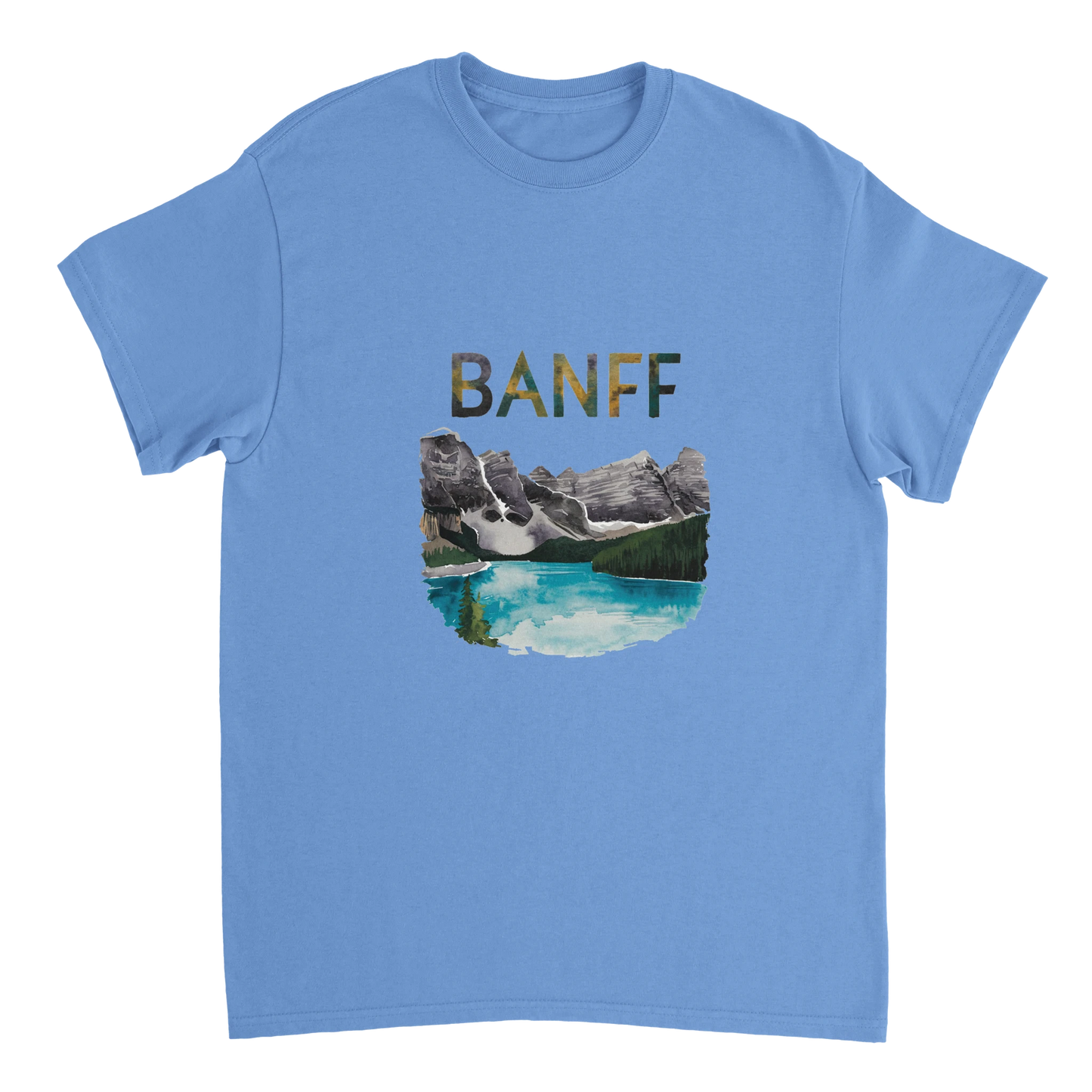 carolina blue Banff Canada Unisex Travel T-Shirt perfect for travelers and gift seekers