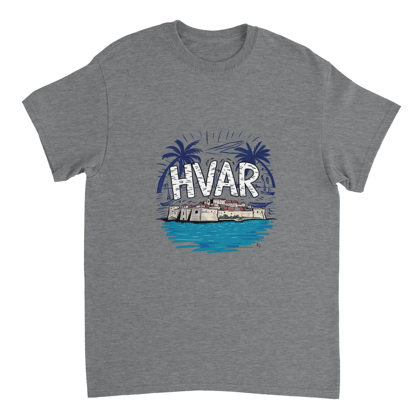 sport grey Hvar Croatia Unisex Travel T-Shirt perfect for travelers and gift seekers