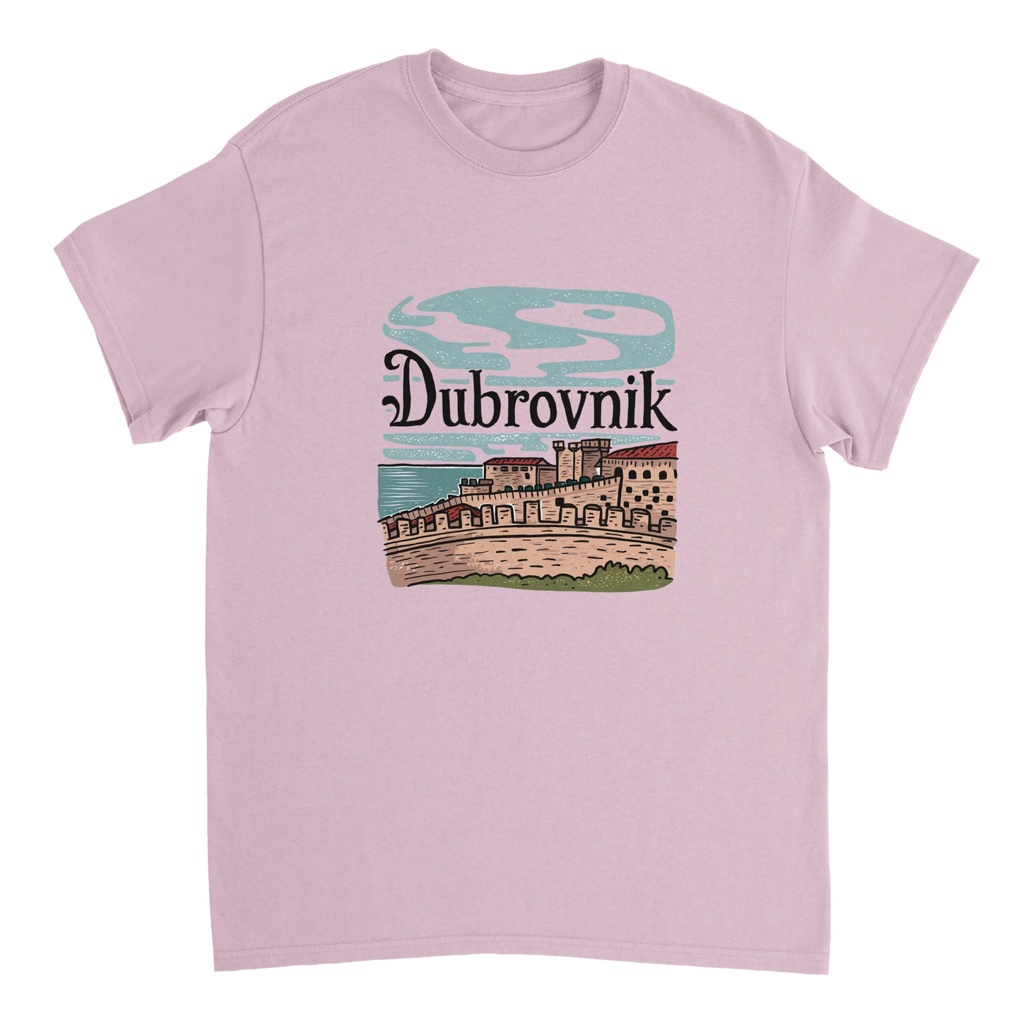 light pink Dubrovnik Croatia Unisex Travel T-Shirt perfect for travelers and gift seekers