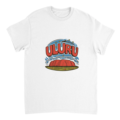 white Uluru Australia Unisex Travel T-Shirt perfect for travelers and gift seekers