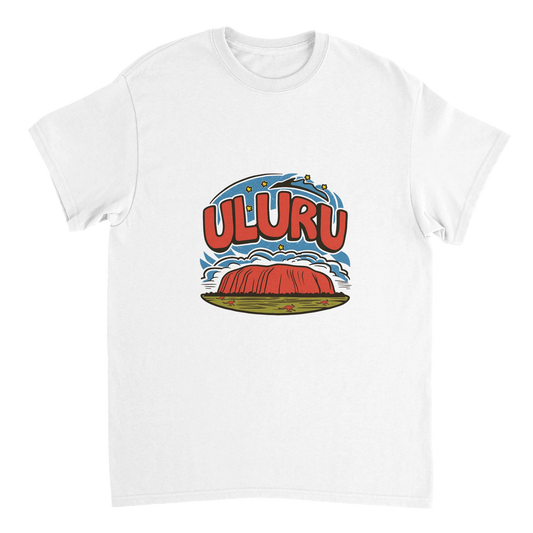 white Uluru Australia Unisex Travel T-Shirt perfect for travelers and gift seekers