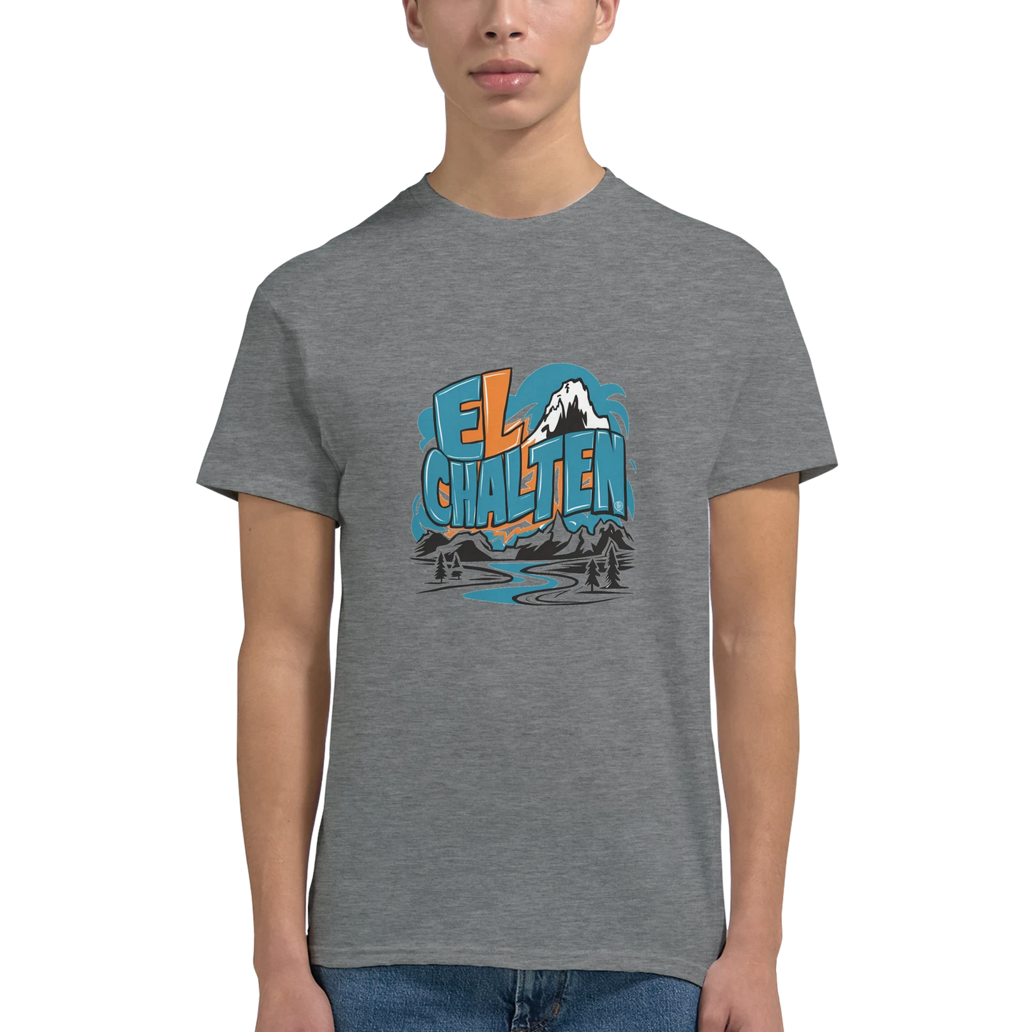 El Chaltén Argentina Unisex Travel T-Shirt featuring a man perfect for travelers and gift seekers