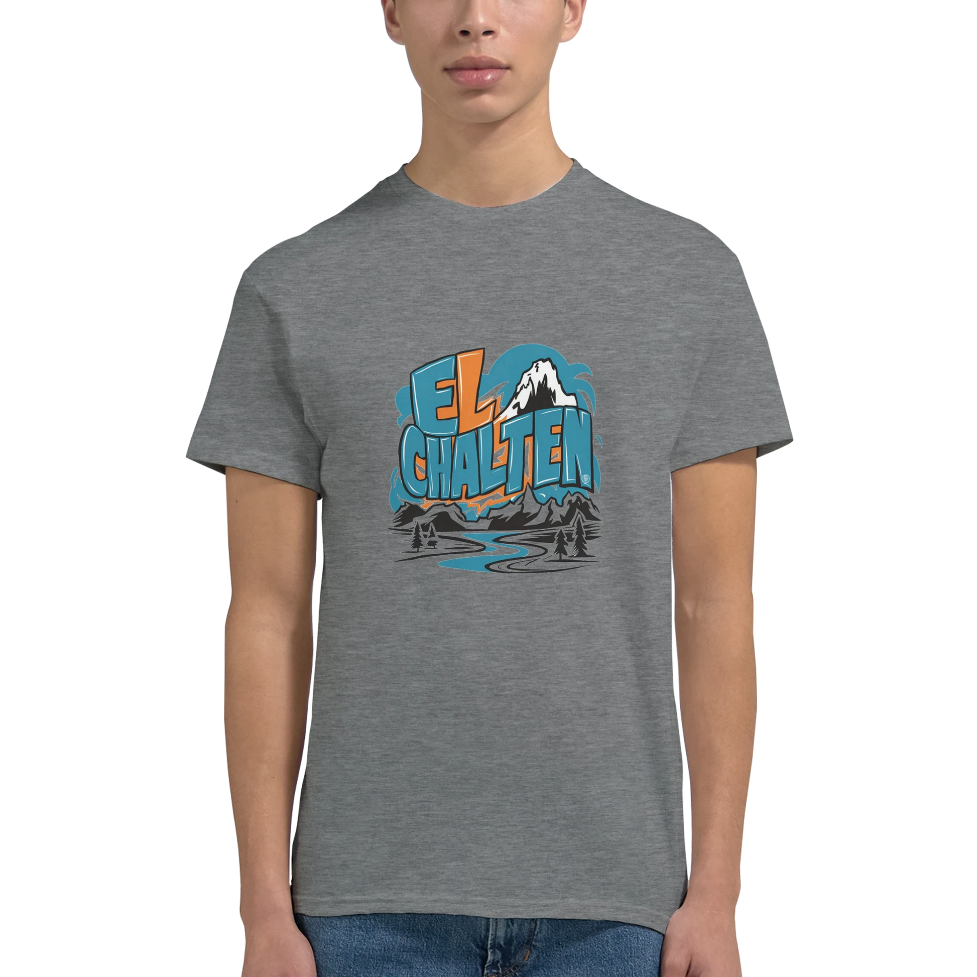 El Chaltén Argentina Unisex Travel T-Shirt featuring a man perfect for travelers and gift seekers