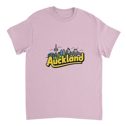 light pink Auckland New Zealand Unisex Travel T-Shirt perfect for travelers and gift seekers