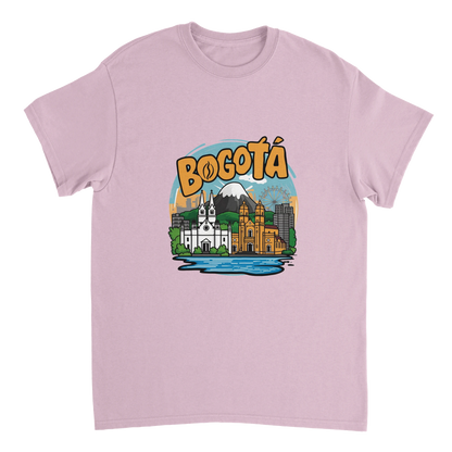 light pink Bogotá Colombia Unisex Travel T-Shirt perfect for travelers and gift seekers