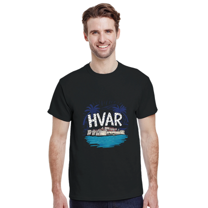 Hvar Croatia Unisex Travel T-Shirt featuring a man perfect for travelers and gift seekers