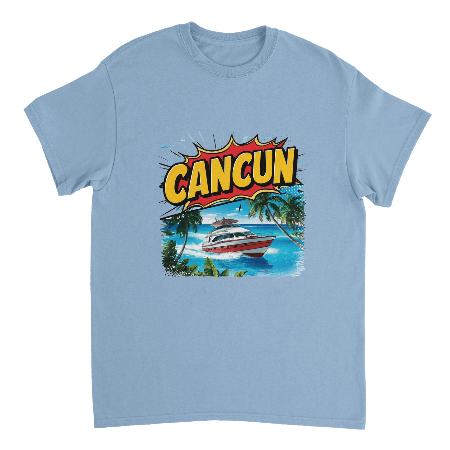 light blue Cancún Mexico Unisex Travel T-Shirt perfect for travelers and gift seekers
