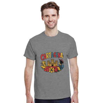 Cartagena Colombia Unisex Travel T-Shirt featuring a man