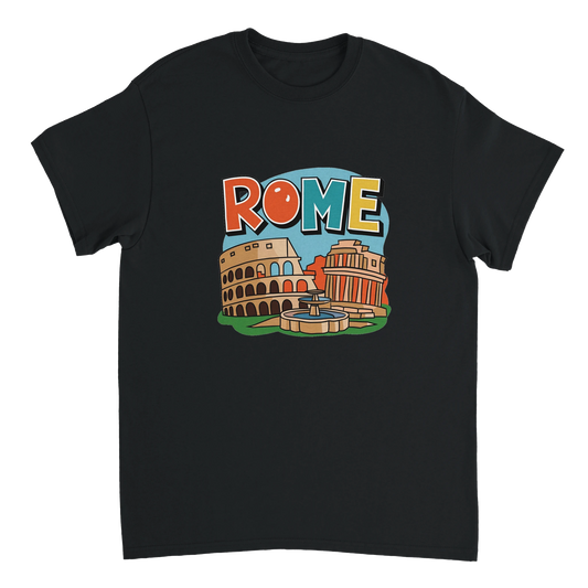 black Rome Italy Unisex Travel T-Shirt featuring a man perfect for travelers and gift seekers