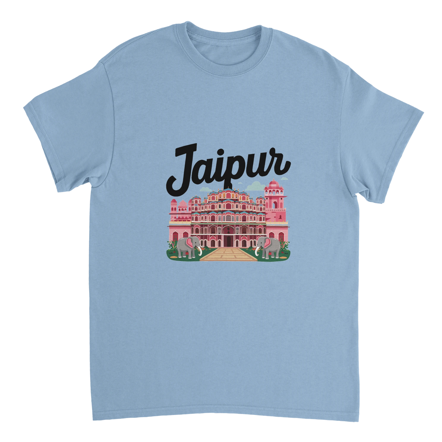 light blue Jaipur India Unisex Travel T-Shirt perfect for travelers and gift seekers