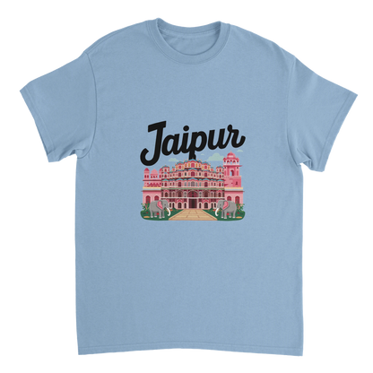 light blue Jaipur India Unisex Travel T-Shirt perfect for travelers and gift seekers