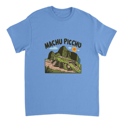 carolina blue Machu Picchu Unisex Travel T-Shirt perfect for travelers and gift seekers