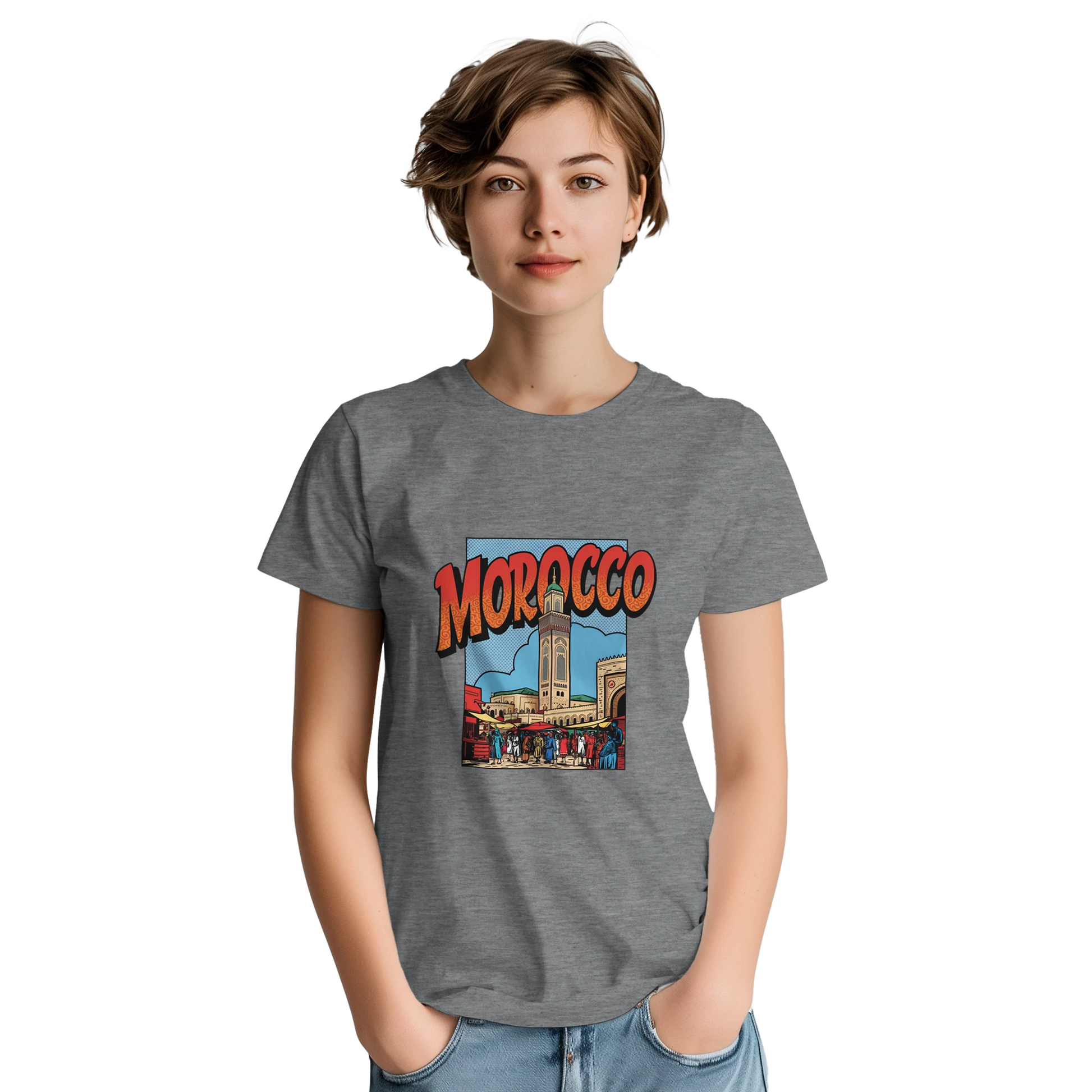 Morocco Unisex Travel T-Shirt featuring a person perfect for travelers and gift seekers