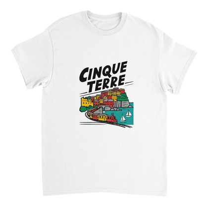 white Cinque Terre Italy Unisex Travel T-Shirt perfect for travelers and gift seekers