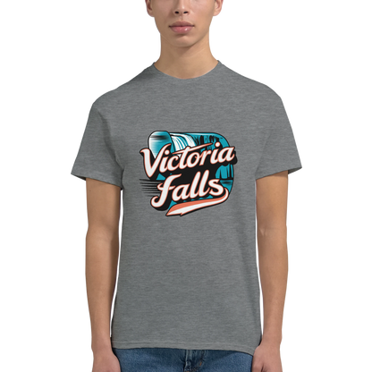 Victoria Falls Unisex Travel T-Shirt featuring a man perfect for travelers and gift seekers