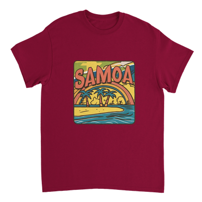 cardinal red Samoa Unisex Travel T-Shirt perfect for travelers and gift seekers