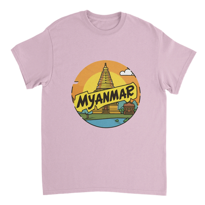 light pink Myanmar Unisex Travel T-Shirt perfect for travelers and gift seekers