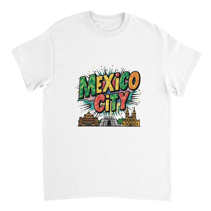 white Mexico City Unisex Travel T-Shirt perfect for travelers and gift seekers