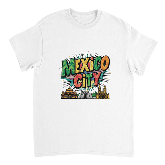 white Mexico City Unisex Travel T-Shirt perfect for travelers and gift seekers