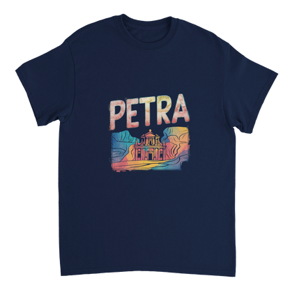navy Petra Jordan Unisex Travel T-Shirt perfect for travelers and gift seekers