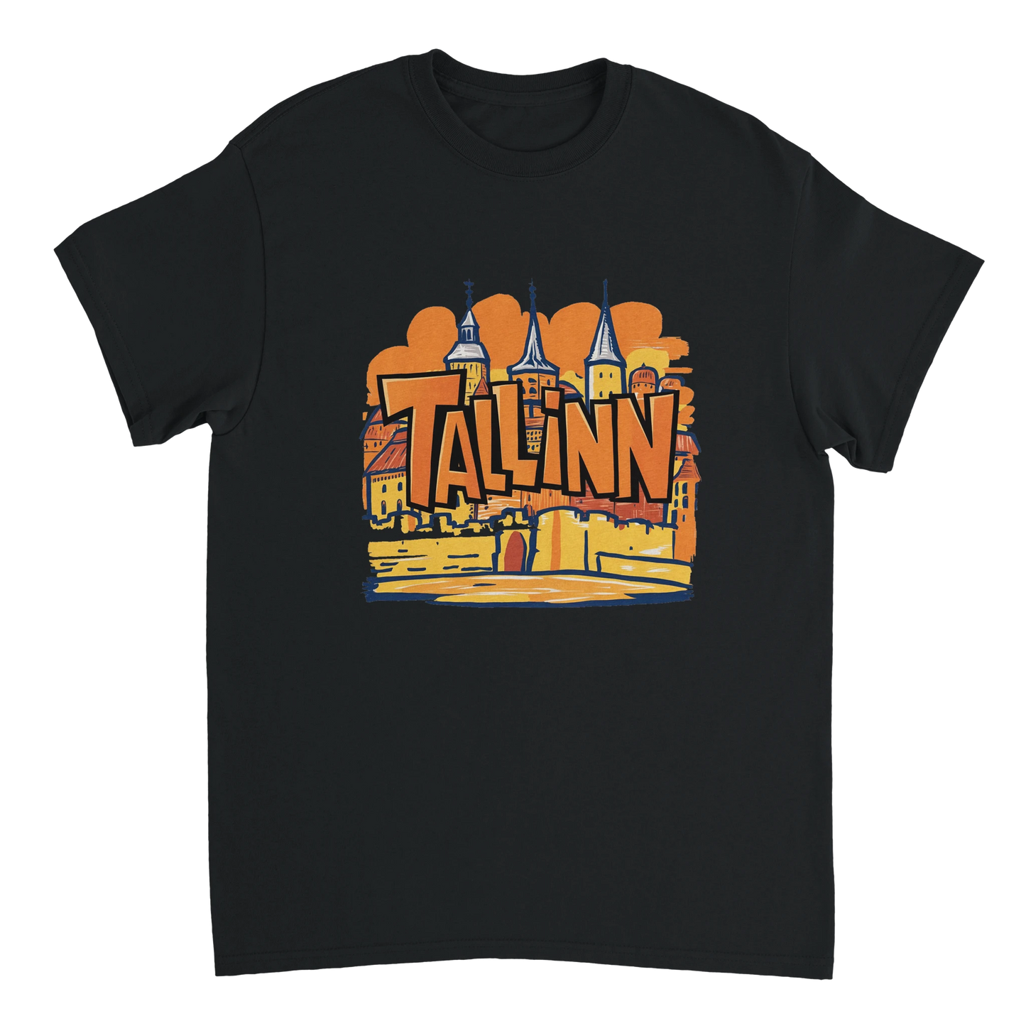 black Tallinn Estonia Unisex Travel T-Shirt perfect for travelers and gift seekers