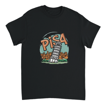 black Pisa Italy Unisex Travel T-Shirt perfect for travelers and gift seekers