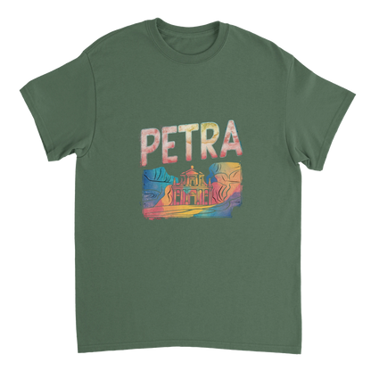 military green Petra Jordan Unisex Travel T-Shirt perfect for travelers and gift seekers