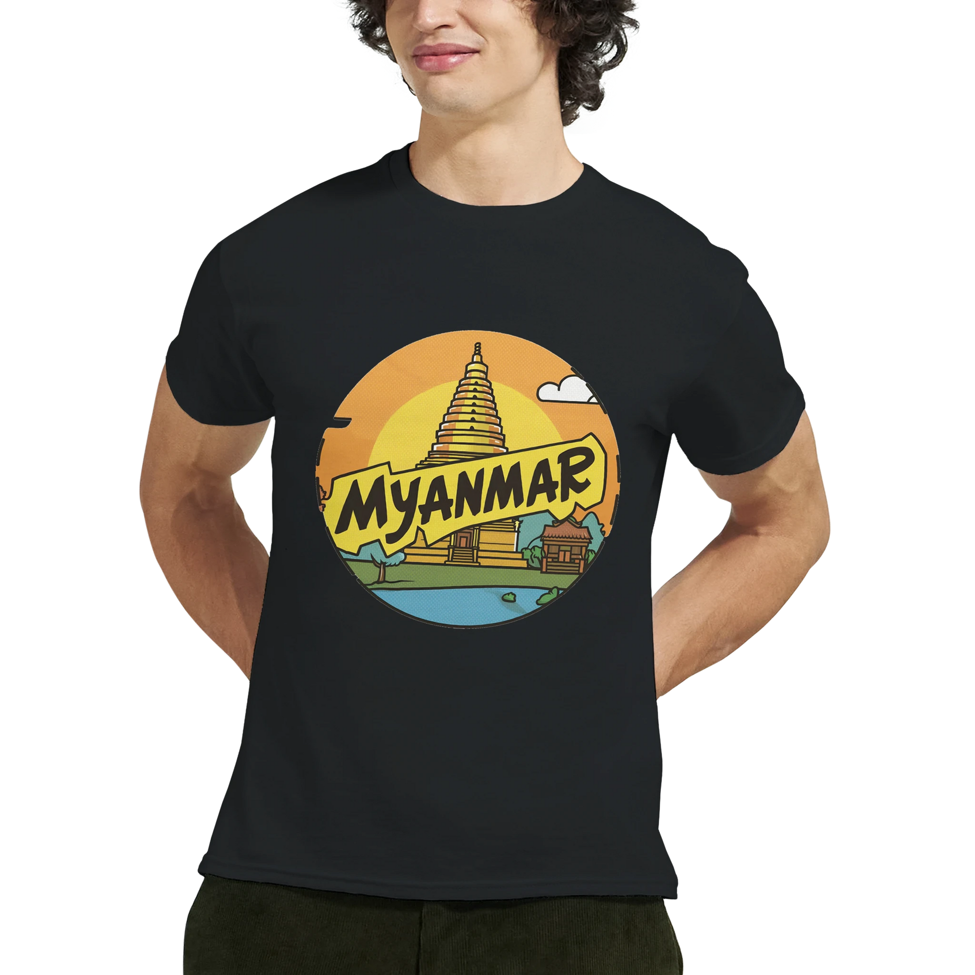 Myanmar Unisex Travel T-Shirt featuring a man perfect for travelers and gift seekers