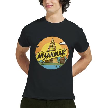 Myanmar Unisex Travel T-Shirt featuring a man perfect for travelers and gift seekers