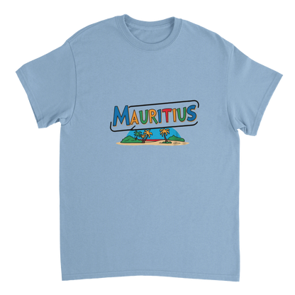 light blue Mauritius Unisex Travel T-Shirt perfect for travelers and gift seekers