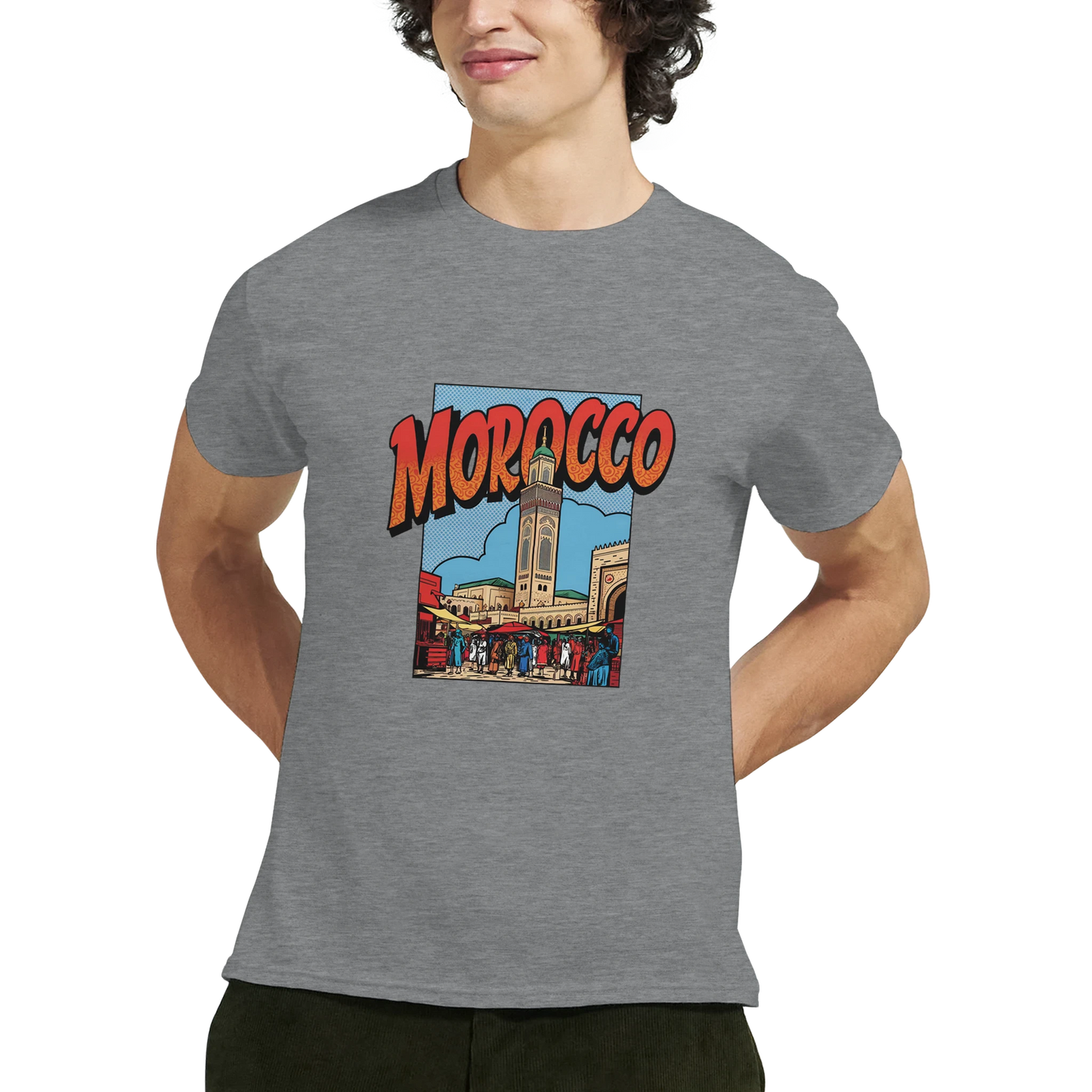 Morocco Unisex Travel T-Shirt featuring a man perfect for travelers and gift seekers
