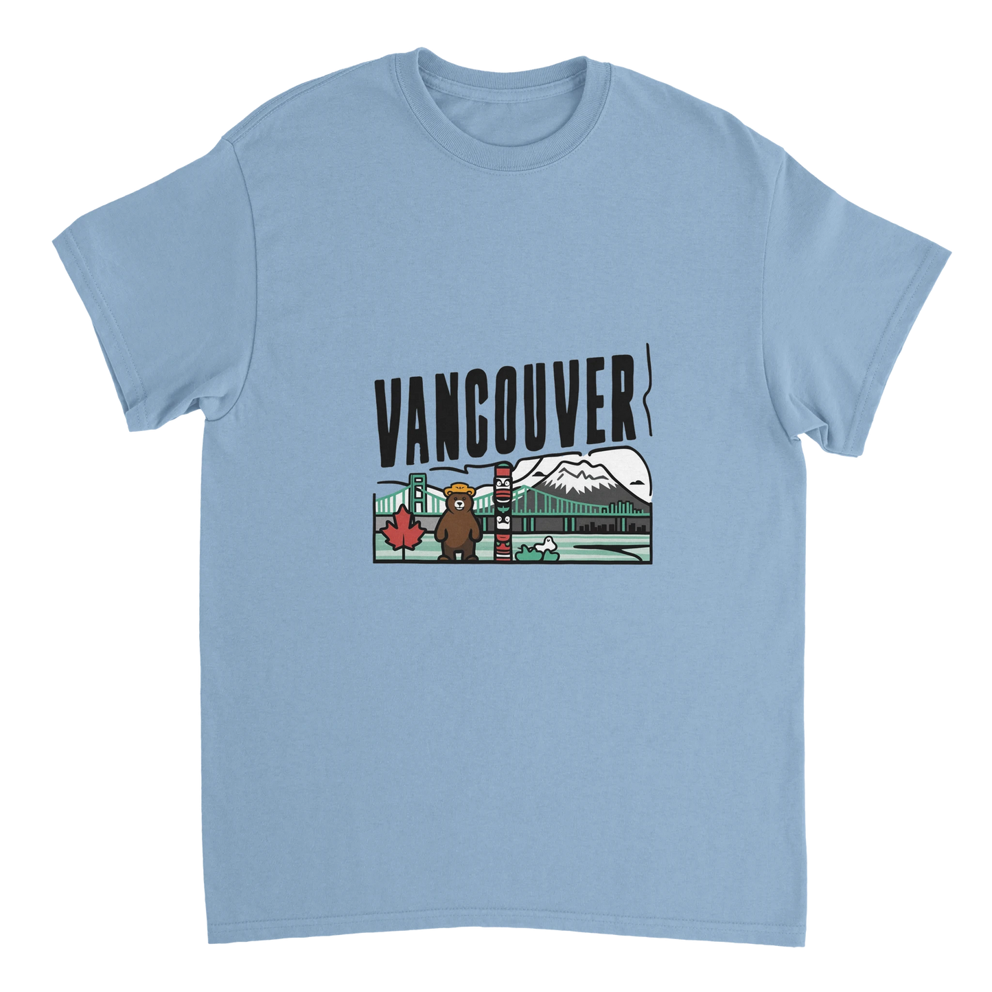 light blue Vancouver Canada Unisex Travel T-Shirt perfect for travelers and gift seekers