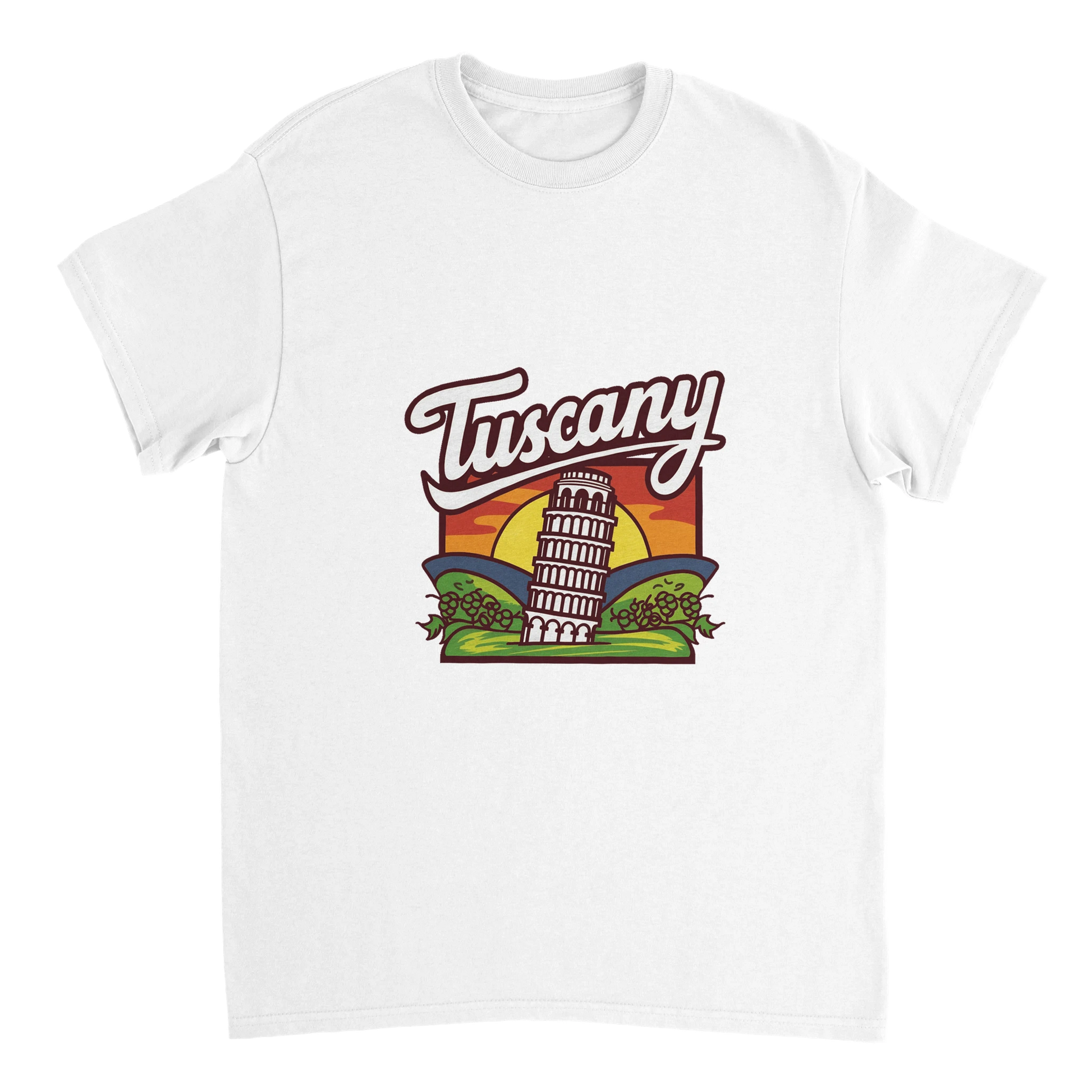 white Tuscany Italy Unisex Travel T-Shirt perfect for travelers and gift seekers