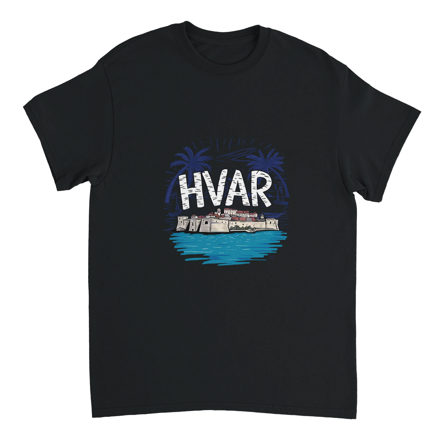 black Hvar Croatia Unisex Travel T-Shirt perfect for travelers and gift seekers