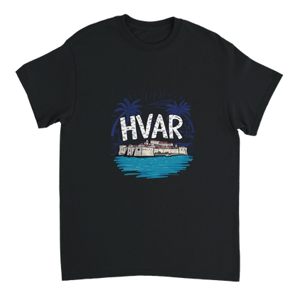 black Hvar Croatia Unisex Travel T-Shirt perfect for travelers and gift seekers