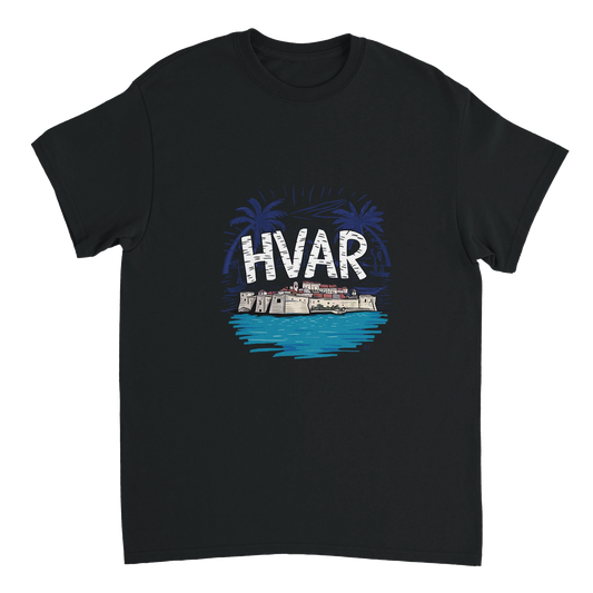 black Hvar Croatia Unisex Travel T-Shirt perfect for travelers and gift seekers